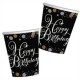 Vasos de Happy Birthday Negro/Plata